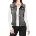 thumbnail image 1 of INSPIRE CHIC Women's Washed Denim Button Sleeveless Vest Jacket with Pockets XL Gray, 1 of 4