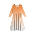 thumbnail image 5 of XADYUY Maxi Dresses for Girls 10-12 7-8 Casual A-Line Long Sleeve Girls Long Dresses Gradient Crew Neck Sundresses Beach Tiered Dresses with Pockets,Orange, 5 of 5