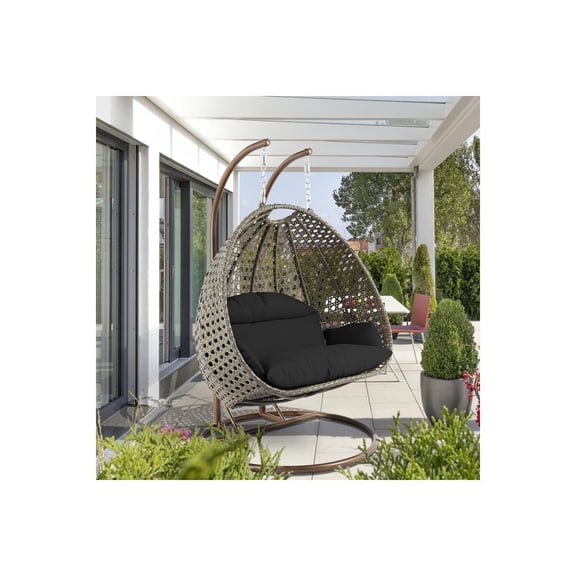 2 Person Hanging Egg Swing Chair - Outdoor Porch Swing Seat - Comfortable IndoorOutdoor Lounge Chair