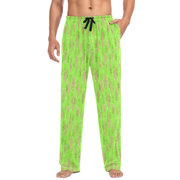 Christmas green pink pattern design Pajama Pants for Men, Men's Separate Bottoms, Lounge Pants