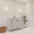 thumbnail image 2 of Ayna Decors Rooh 48 in White Bathroom Vanity Set with White Quartz Countertop and Brass Faucet | Pop-Up Drain and P-Trap Included | Black Hardware, 2 of 10