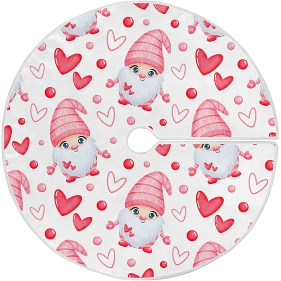 FMSHPON Cute Cartoon Valentine Gnome Xmas Christmas Tree Skirt Stand Mat for Holiday Party Decoration Indoor Outdoor 36 inches