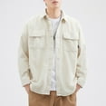 thumbnail image 2 of Male Corduroy Jacket Casual Button Down Shirts Long Sleeve Shacket Jackets Slim Fit Jacket With Pockets, 2 of 5