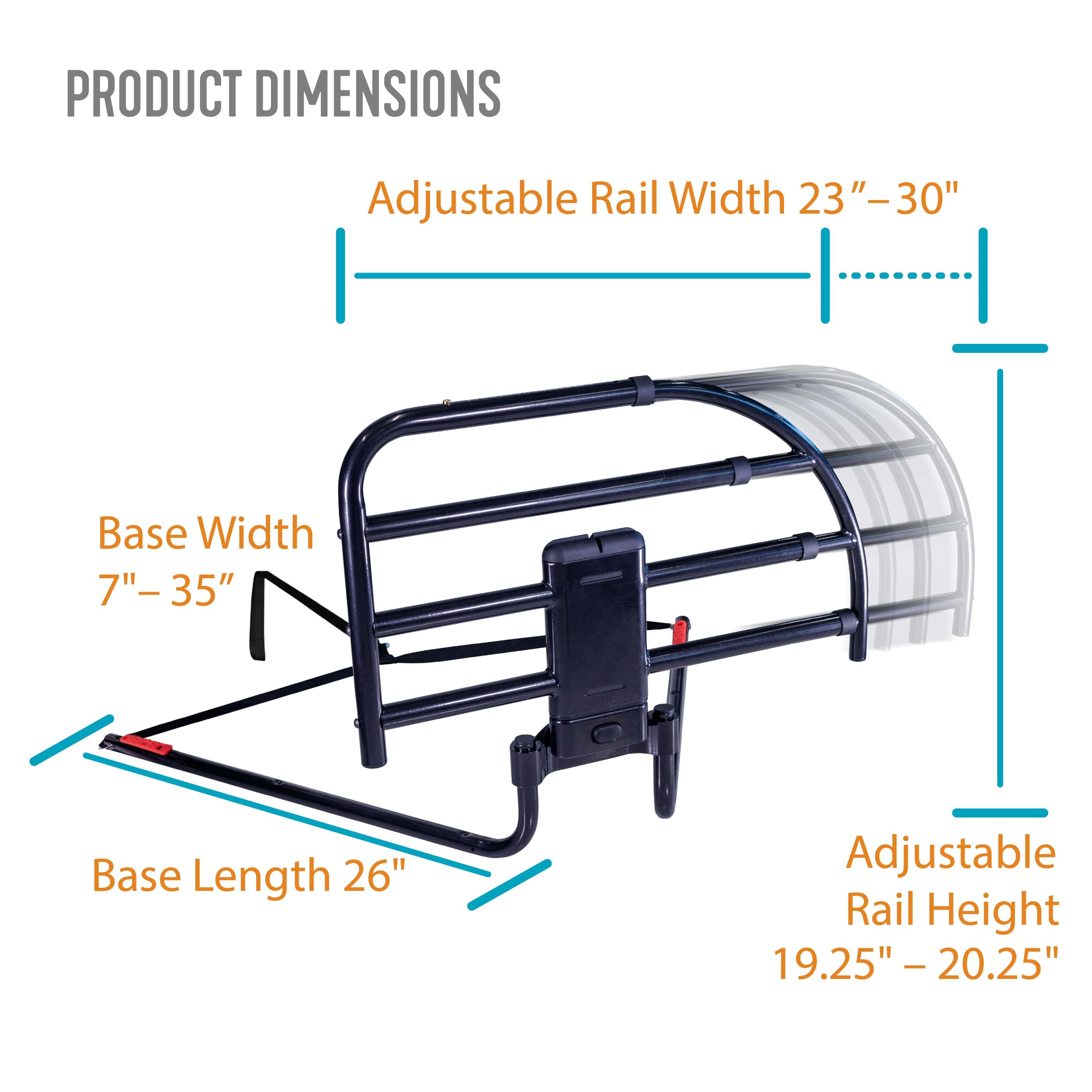 Able Life Click-N-Go Extendable Bed Rail for Wood Adjustable Bed Frames. Removable Bed Handle for Elderly Adults and Seniors, Fits King, Queen, Full, and Twin Beds, ASTM Safety Approved Bedrail