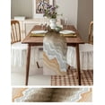 thumbnail image 3 of Brown Coastal Beach Table Runner 72 Inches, Retro Farmhouse Ocean Waves Striped Bed Runner Dresser Scarves Tabletop for Indoor Outdoor Parties/Ceremony/Banquet, 13" x 72", 3 of 8