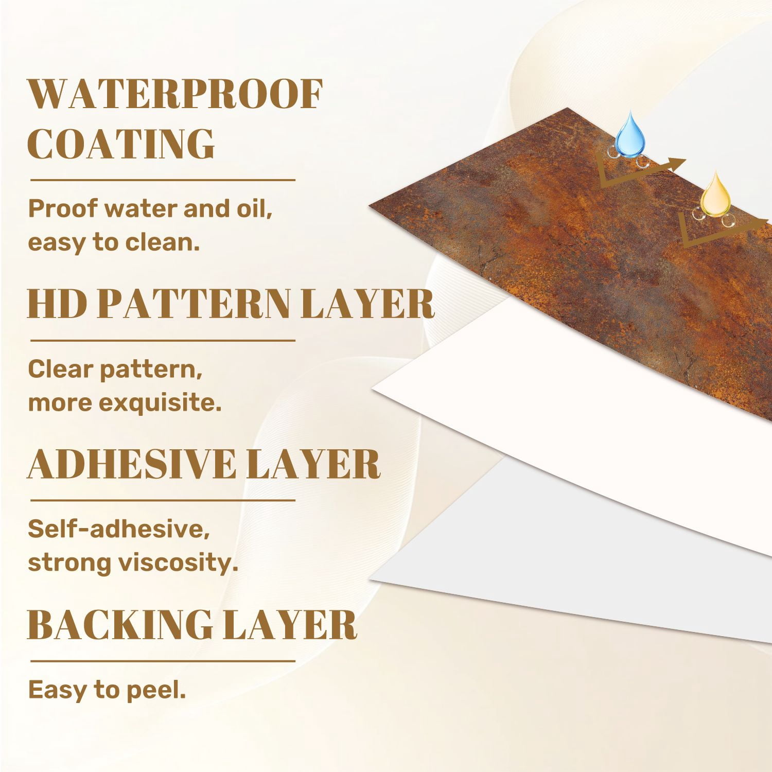 Industrial Peel and Stick Wallpaper 23.6in x 9.8ft Abstract Rusty Texture Warm Orange Brown Tones Contact Paper Vinyl Waterproof Self Adhesive Wall Paper for Bedroom Shelf Cabinet Renter Friendly
