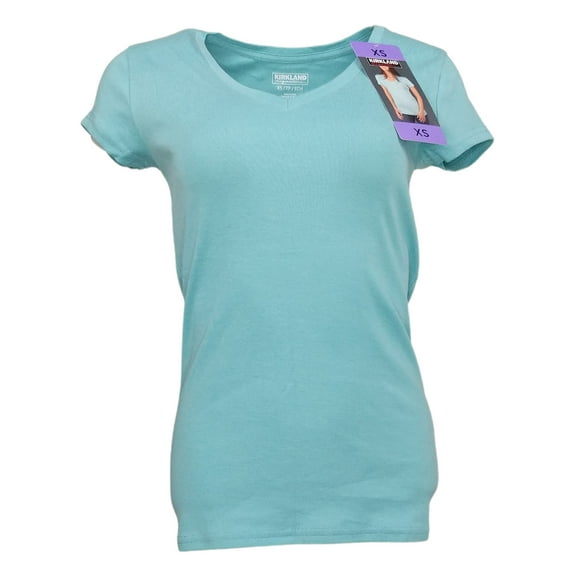 Kirkland Signature Women's Top Sz XS Ladies' V-Neck Tee Blue