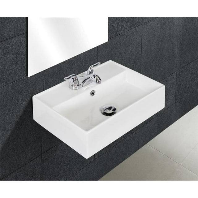 American Imaginations AI-1332 19,75 in. Rectangle Mural Blanc Navire pour 3H4 in. Centre de Forage