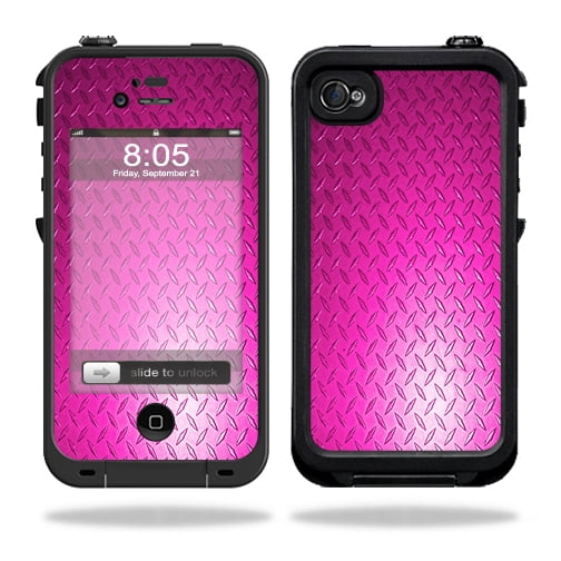 Skin Decal Wrap Compatible With LifeProof iPhone 4 / 4S Case Sticker Design Pink Diamond Plate