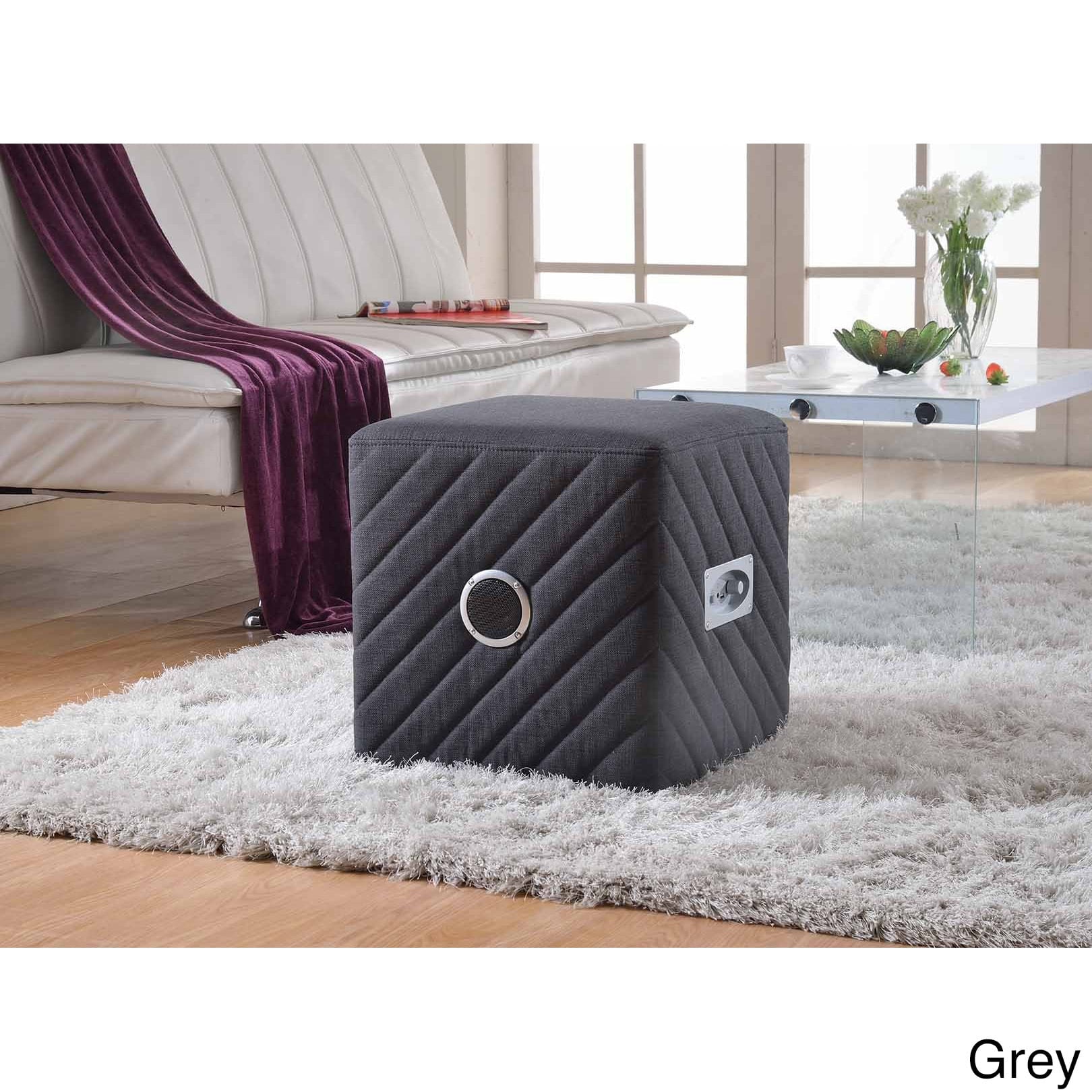 US Pride Furniture Caitlin Ottoman with Built-in Bluetooth Speaker