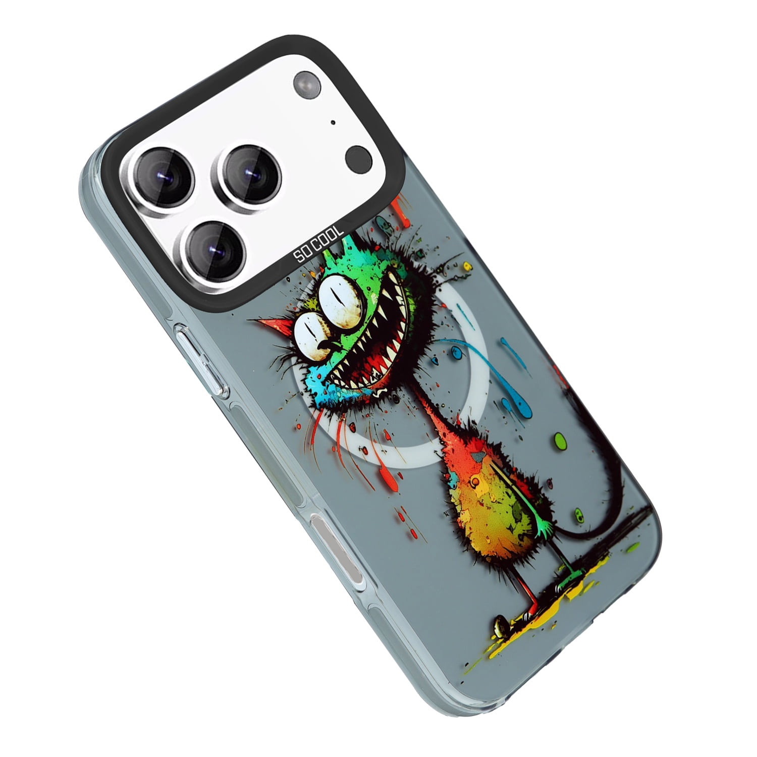 Graffiti Animal Print Shockproof Case for iPhone 17 Pro Max - Teal