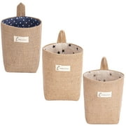 Cotton and Linen Refined Mini Door Storage Hanging Bag 3pcs (grey Star + Black Blue Origin) Wall Basket
