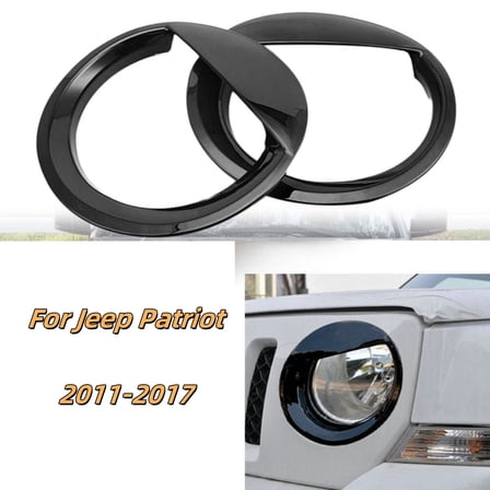 Black Front Light Headlight Angry Bird Style Trim Cover Bezels for Jeep Patriot