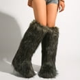 thumbnail image 3 of Women's Winter Fluffy Faux Fur Knee High Snow Boots Warm Plush Furry Outdoor Y2K Boots, 3 of 5