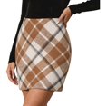 thumbnail image 2 of Wool Skirts for Women Fall Winter High Waisted Plaid Bodycon Pencil Short Mini Skirt, 2 of 7