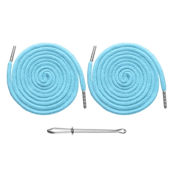Uxcell 2pcs Drawstring Cords 51" Replacement Drawstring Hoodie String Sewing Tool with Easy Threader for Hoodie Sweatpants Jackets Pants Hats Coats Bags, Light Blue
