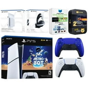 Sony PlayStation 5 Slim Digital Astro Bot Bundle with Disc Drive, Extra Controller, MightySkins Voucher and 2 Year Extended Warranty - Cobalt Blue