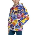 thumbnail image 2 of Kll Unisex Kids Boys Girls Hooded Pocket Pullover Hoodies-The Garden Tricolor Pansy Flower, 2 of 9