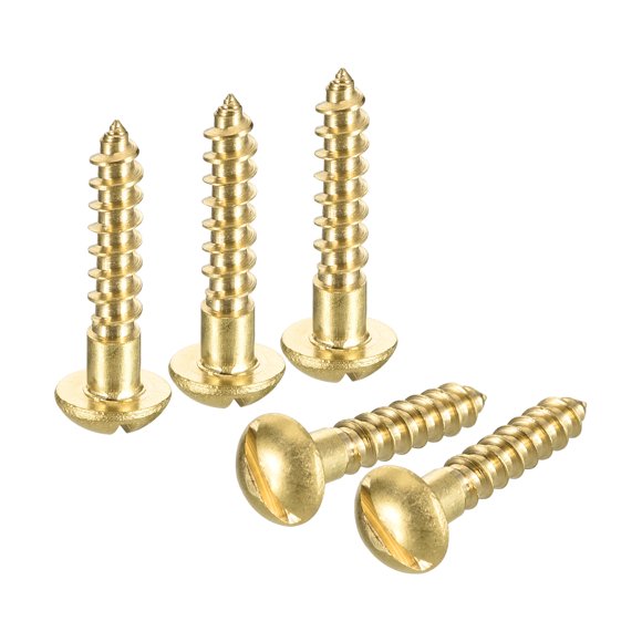 Unique Bargains Wood Screws M4 x 20mm Slotted Round Head Brass Self-Tapping Screw WoodWorking Screw 40 Pack