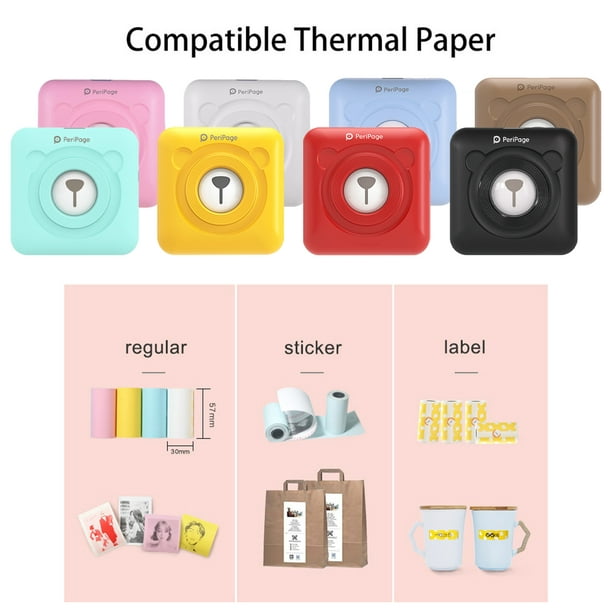 Imprimante thermique mini PeriPage A6 portable Bluetooth imprimante  d'étiquettes-Jaune - Imprimante Photo - Achat & prix
