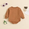 thumbnail image 6 of XDZJLR Baby Boy Girl Outfits Toddler Long Sleeve Letter Prints Rompers Jumpsuits Kids Clothes Brown 6-12 Months, 6 of 7