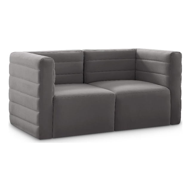 Meridian Furniture Quincy Canapé Modulaire en Velours Gris