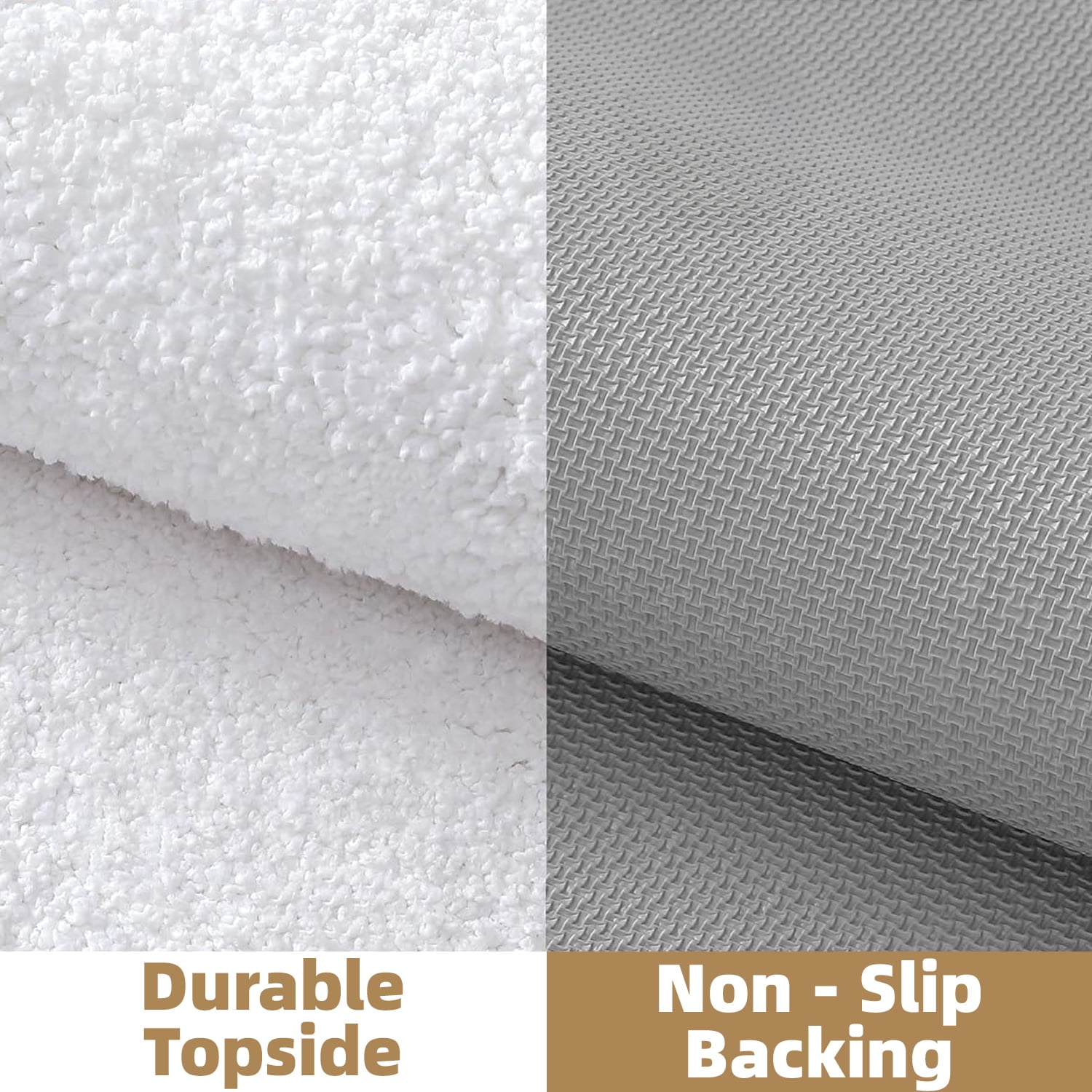 OEAKAY Textured Plush White Microfiber Bath Mat, 20"x32", Non-Slip and Absorbent Bathroom Rug, Machine Washable, Quick Drying Shower Floor Carpet