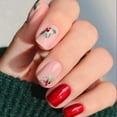 thumbnail image 1 of 24Pcs Press On Acrylic Nail Tips With Flower Design Brown Full Cover False Nails For Manicure, 1 of 9