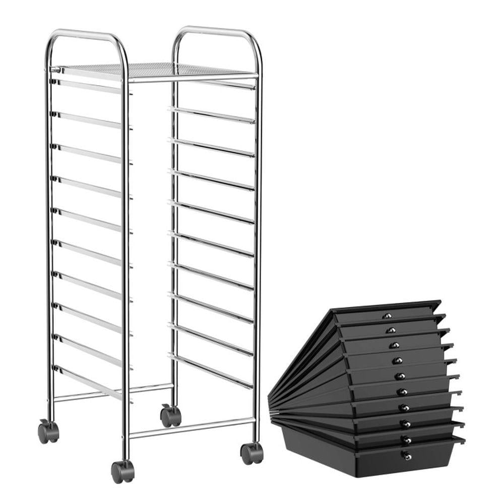 Barara King File Cabinet, Filing Cabinet Organizer,10 Drawer Rolling Storage Cart Organizer with 4 Universal Casters-Black