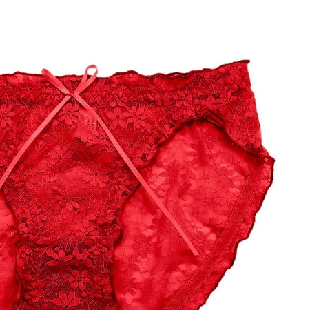 

dmqupv All Cotton Underwear Women Womens Underwear Lace Bikini Panties Silky Comfy Lace Brief Panties Woman s Underwear Red One Size