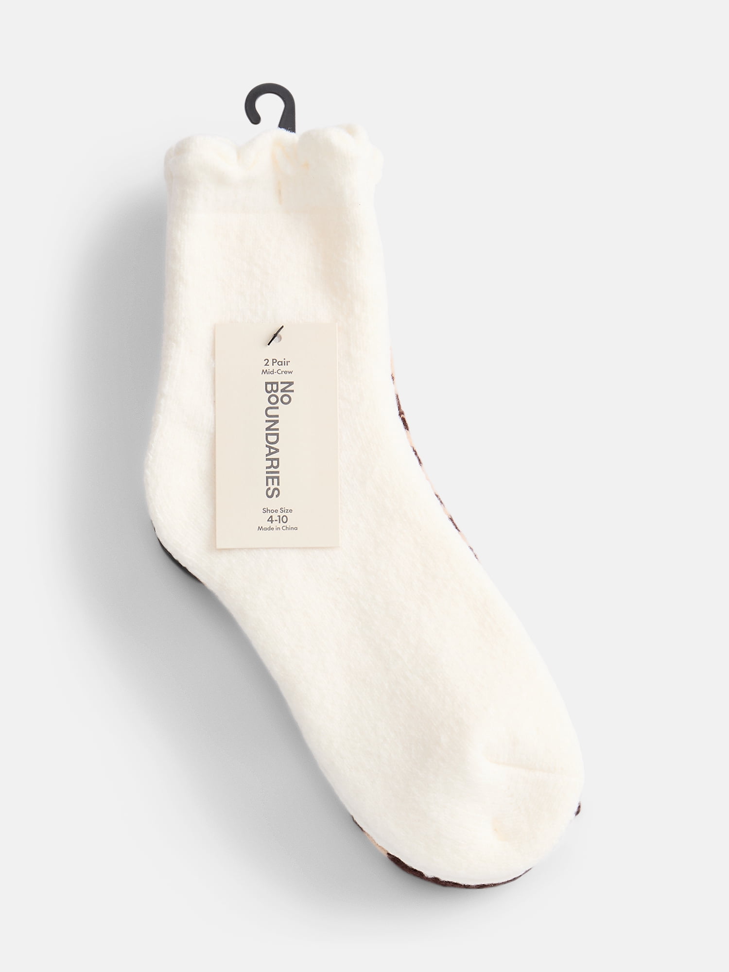 No Boundaries Women's Cozy Mid Crew Socks, 2 Pack, Shoe Sizes 4-10