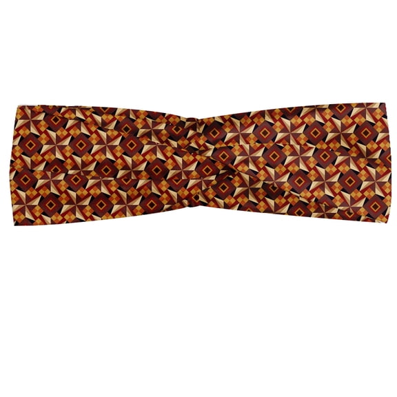 Modern Headband, Retro 60s 70s Vintage Geometrical Rounds Triangles Pattern Art Image, Elastic and Soft Women's Bandana for Sports and Everyday Use, Grey Red Coconut, by Ambesonne