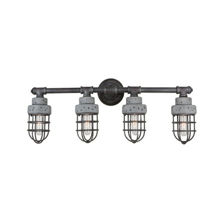 Medium Gray Slate - Bathroom Vanity 4 Light Bulb Fixture With Slate and Grey Finish Metal & Concrete Medium 6