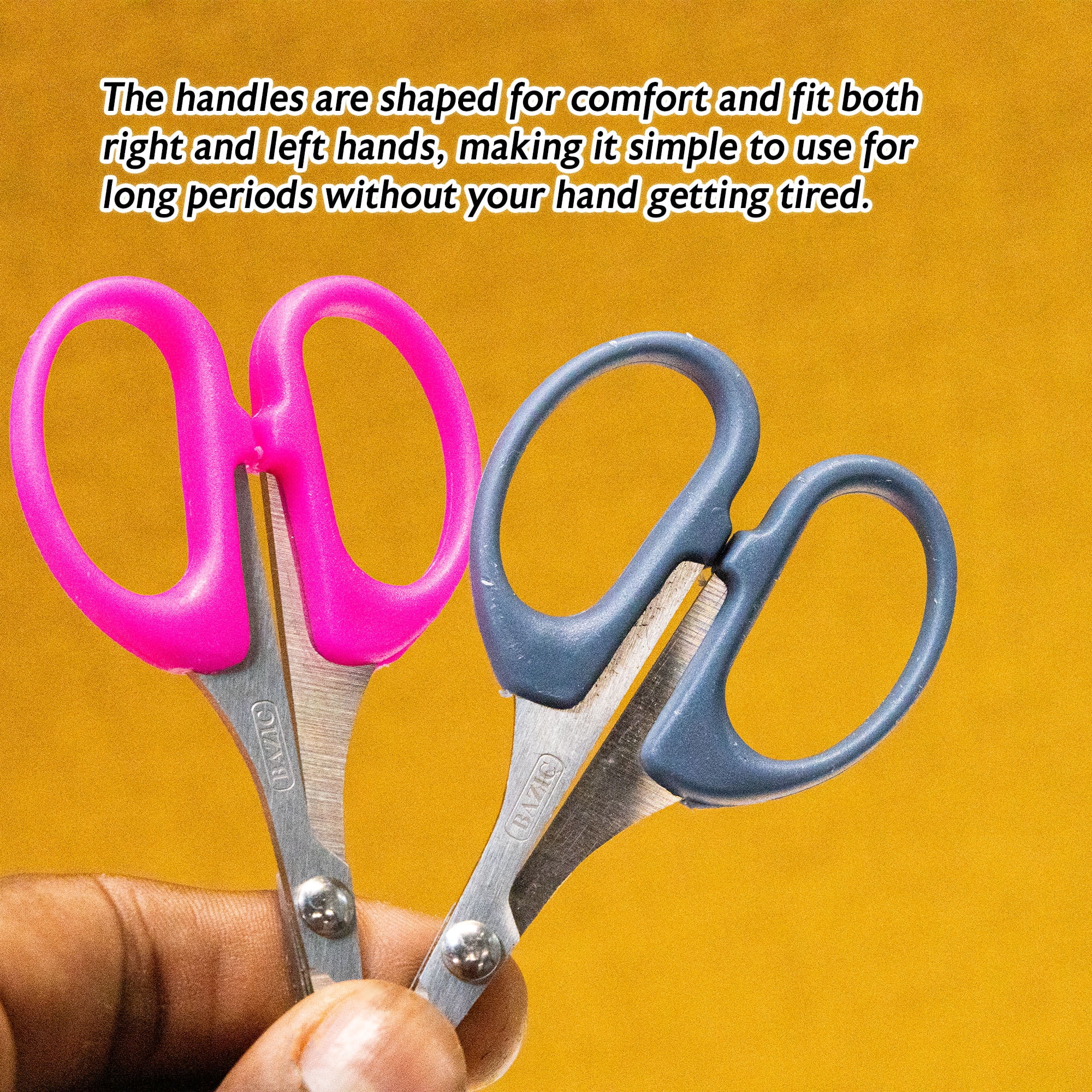 BAZIC Products Craft Sewing Scissors 4" Stainless Steel Scissor, Straight Handle For Left and Right Hand, Set of 4 Colors, 288-Count