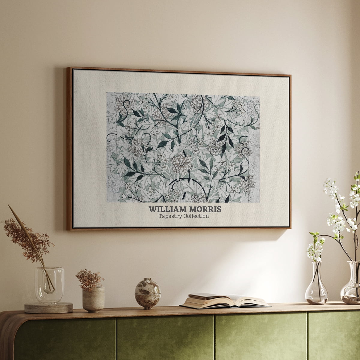 Vintage Abstract Print-XXXV Framed in Walnut Wood Gallery Wrapped Canvas 27 in. x 41 in.