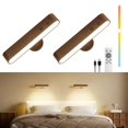 thumbnail image 1 of Apliques de pared PopoIron de madera de nogal, 2 unidades, LED con control remoto RGB, 1 of 8