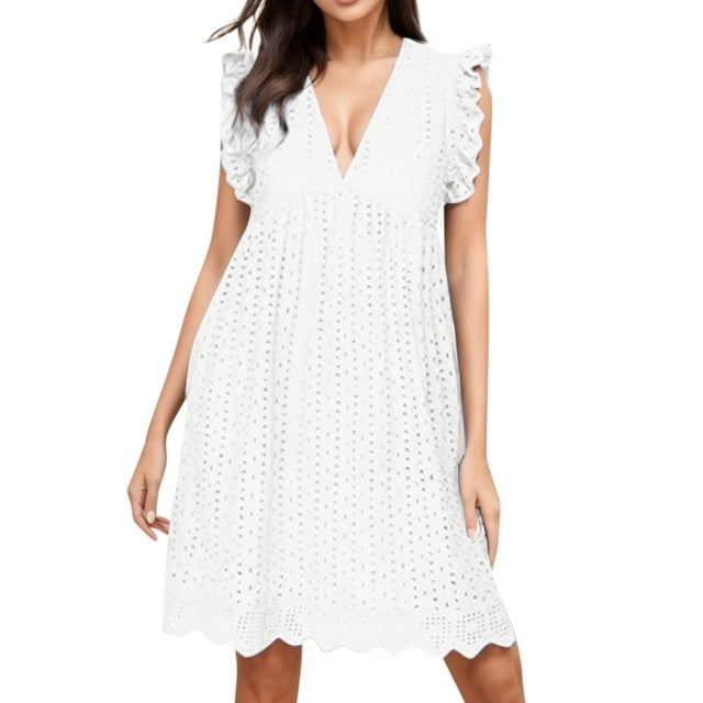 Ketyyh-chn99 Robes d'Invitée de Mariage pour Femmes Grande Taille Robe d'Été Robes pour Femmes à Manches Longues Robe Longue Confortable Blanc, TG
