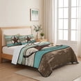 thumbnail image 5 of Queen Quilt Set 90''x96'', Texas Star Western Lightweight Bedspread Coverlet Set with 2 Pillow Shams, Vintage Teal Brown Wooden Farmhouse Breathable All Season Quilt Bedding for Bedroom/Guest Room, 5 of 9