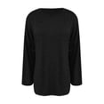 thumbnail image 4 of Tumotour Pullover Shirts For Women Casual Loose Solid Color Crew Neck Long Sleeve Foldable Base Shirt Oversized Slim Fit Comfortable Autumn Pullover Tops, 4 of 5