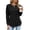 Black, variant on Women's Crew Neck Top Long Sleeve Relaxed Fit Quilted Texture Pullover with Curved Hem for Casual Work and Weekend Outings Versatile Blouse