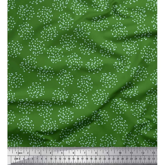 Soimoi Green Cotton Voile Fabric Dot Abstract Print Fabric by the Yard 42 Inch Wide