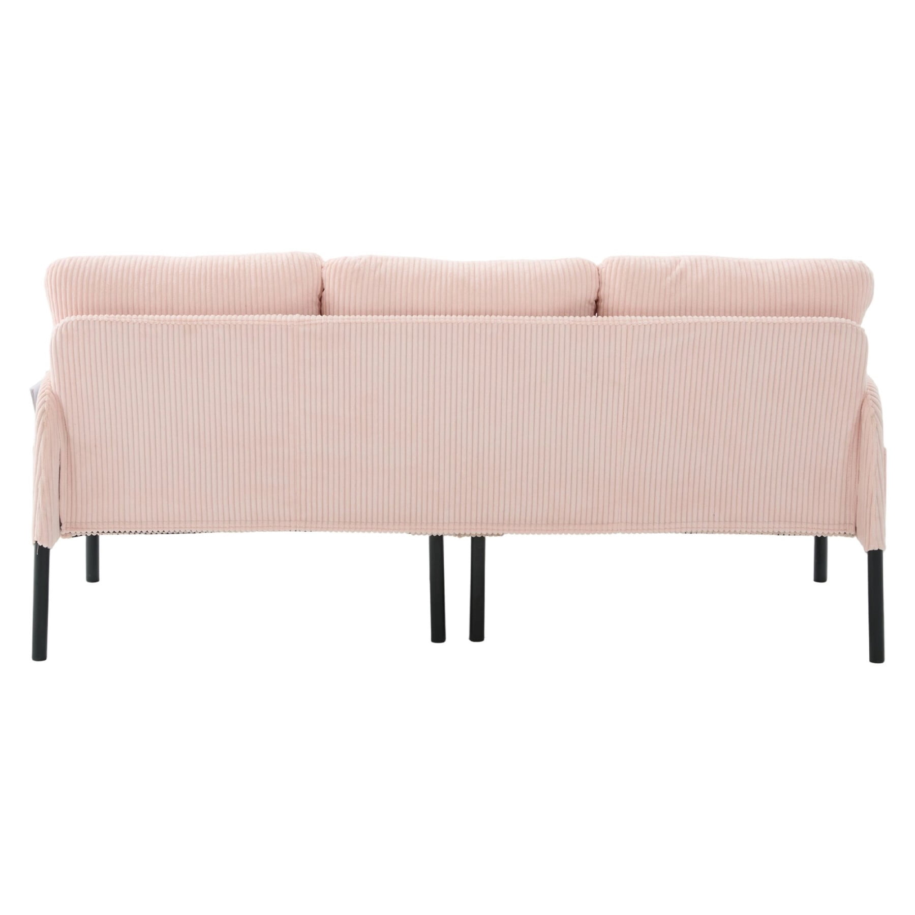 Oversized Loveseat Sofa, Modern Corduroy Upholstered Couch with Side Pockets & Metal Legs for Living Room Bedroom, Pink
