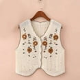 thumbnail image 4 of Felirenzacia Women's Floral Crochet Vest Hollow Out Open Front Vintage Boho Lace Button Sleeveless Crochet Knit Cardigan,Beige,Free Size, 4 of 7