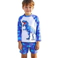 thumbnail image 5 of Gelikeya Boys Swim Suits Size 5T-6T Swimwear Sets Bathing Suit Short/Long Sleeve Bathing Suits for Boys (Toddlers, X12 Blue, 5-6 Years), 5 of 7