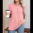 thumbnail image 2 of Top de Verano para Mujer, de Corta, Holgado, con Botones Torcidos, Color Liso, Rosa, Talla XL, 2 of 4