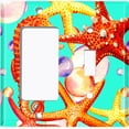 thumbnail image 2 of Metal Light Switch Wall Plate Outlet Cover (Ocean Sea Horse Star Fish Shell Teal - Single Rocker Single Toggle), 2 of 2
