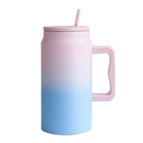 Large Capacity Insulated Mug Basdi 304 Stainless Steel Tumbler - Large Capacity Insulated Mug with Straw | Keeps Cold for Hours, Rust-Proof, Perfect for Outdoor and Daily Hydration, B