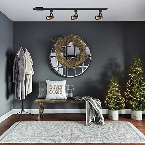 KAYYELAMP Retro Design Adjustable Angle J-Type Track Head Spot Lighting 3W Warm Light Antique Copper for Background Gallery Mirror Front(No Track)