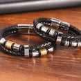 thumbnail image 4 of Wollet Men's Double-layer Stainless Steel Genuine Leather Woven Bracelet, Multi-layer Leather Bracelet, Valentine's Day Gift for Boyfriend, 4 of 4