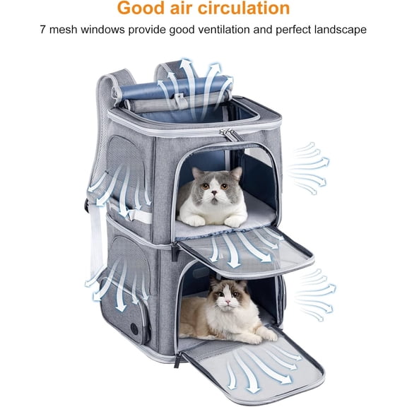Double Cat Carrier for 2 Cats,Dog Backpack Carrier for Medium Dogs,Double Compartment Pet Carrier Backpack for Dual Pets